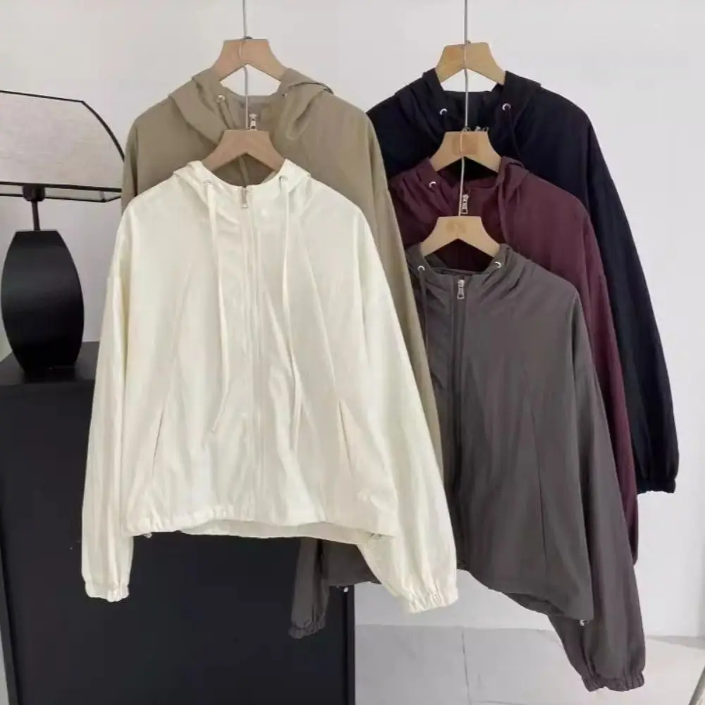 

Drawstring Sun Protection Clothing Long Sleeve Anti-UV Quick Dry Jackets Women Korean Style Long-sleeved Sunblock Clothing Coat