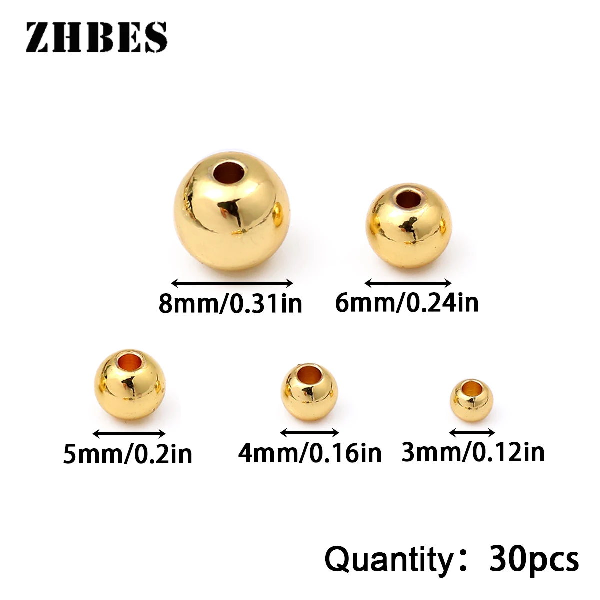 18K Gold Plated Spacer Bead For Jewelry Making Beads Separators For Bracelet Metal Round Bead DIY Beading Accessories 3/4/5/6/8m