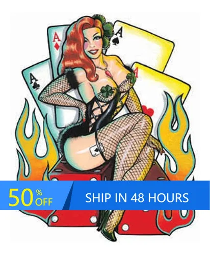 

REDHEAD DICE LADY LUCK Retro Window Laptop Camper Van Motor Home Waterproof Vinyl Decal Decoration Cute Funny Vintage