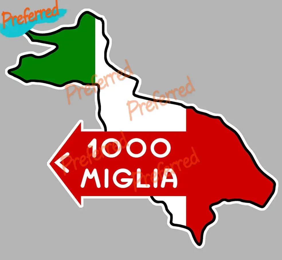 1000 Mille Miglia Racing Flags 15cm Vinyl Sticker Racing Track Decal for Car Motorcycle Helmet Laptop Decor