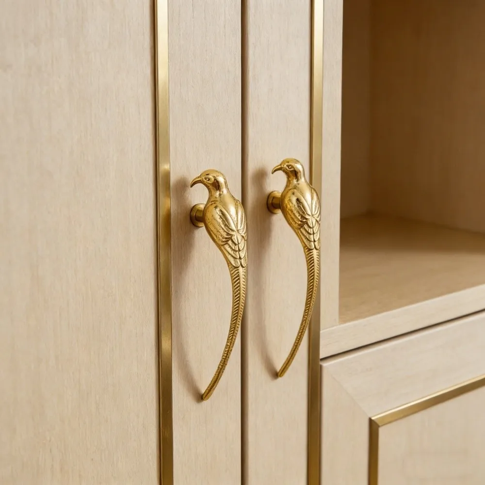 Vintage Bird Cabinet Pull Handle Magpie Shaped Single Mount Base Drawer Knob Embossed Texture Cabinet Hardware Handle