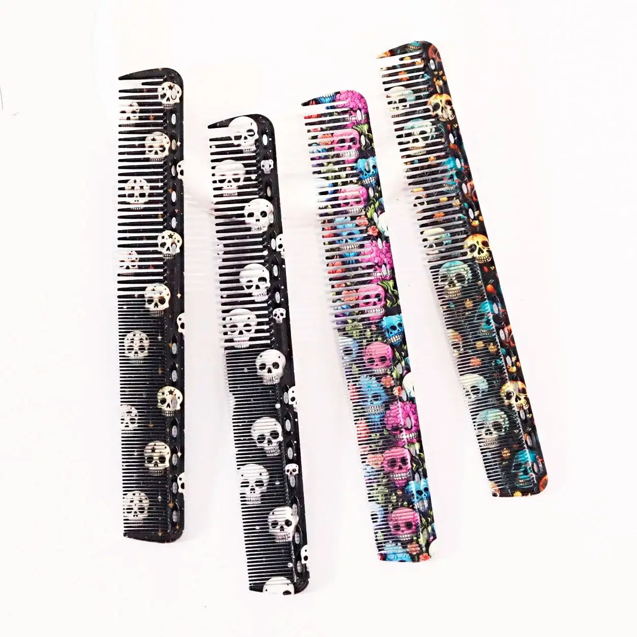 

Новый дизайн с принтом черепа, сухая и влажная антистатическая салонная расческа для волос, расческа-ножницы для стрижки, специально для настоящих париков из волос