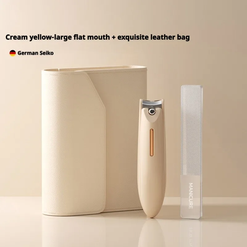 Stainless Steel 2-in-1 Nail Clippers - Splash-Proof Toe & Finger Nail Trimmer in Leather Case