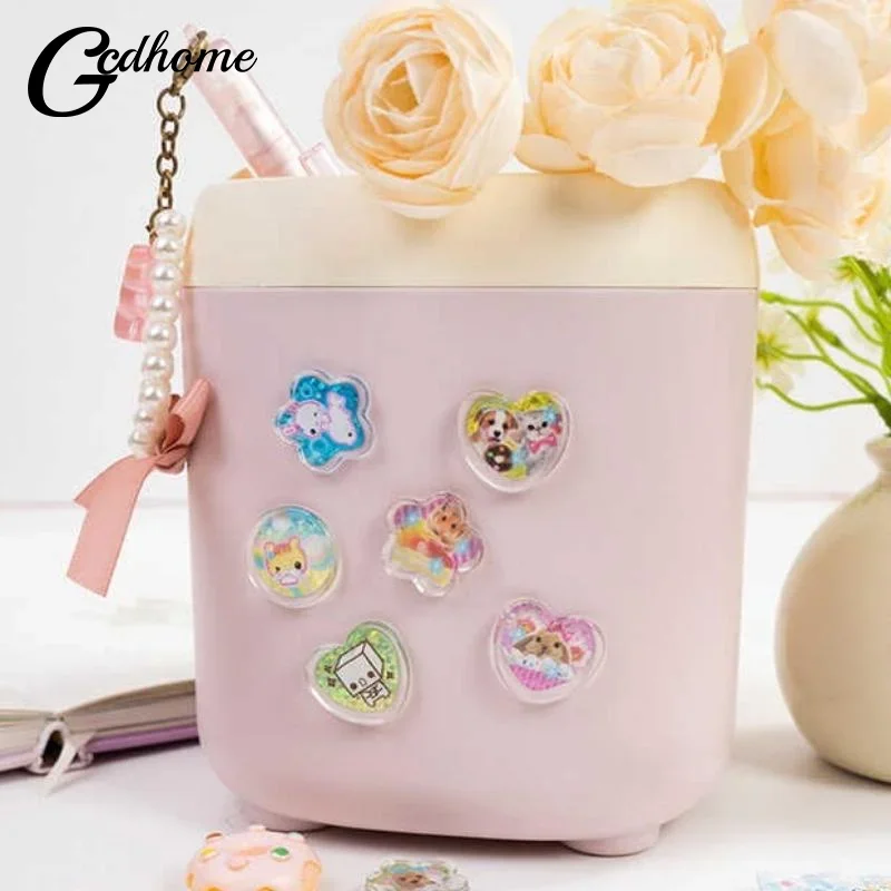 1 Set Y2K Crystal Marbles Stickers 3D Cartoon Laser Sparkling Heart-Shaped Animal Mobile Phone Case Decals DIY Decoration