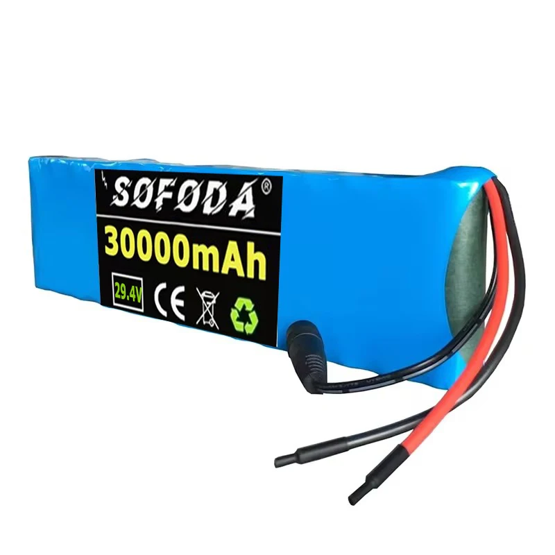 전기 자전거 스쿠터 리튬 이온 배터리 팩, 7S2P, 29.4V, 30000mah, 20A 밸런스 BMS, 신제품