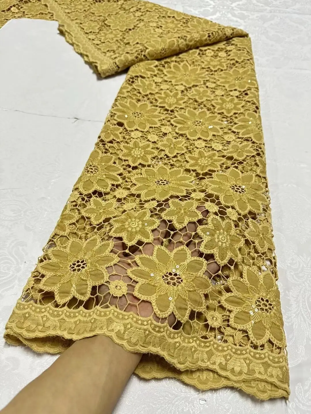 Swiss Luxury Lace High Quality Fabric 2024 Tissu Africain Femme Embroidered Austria Cotton Fabric with Crystals for Dress JL362