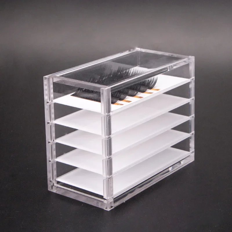 5 Layers Acrylic Eyelashes Storage Box Display Case Makeup Organizer Eyelash Glue Pallet Pad Eyelash Grafting Tool