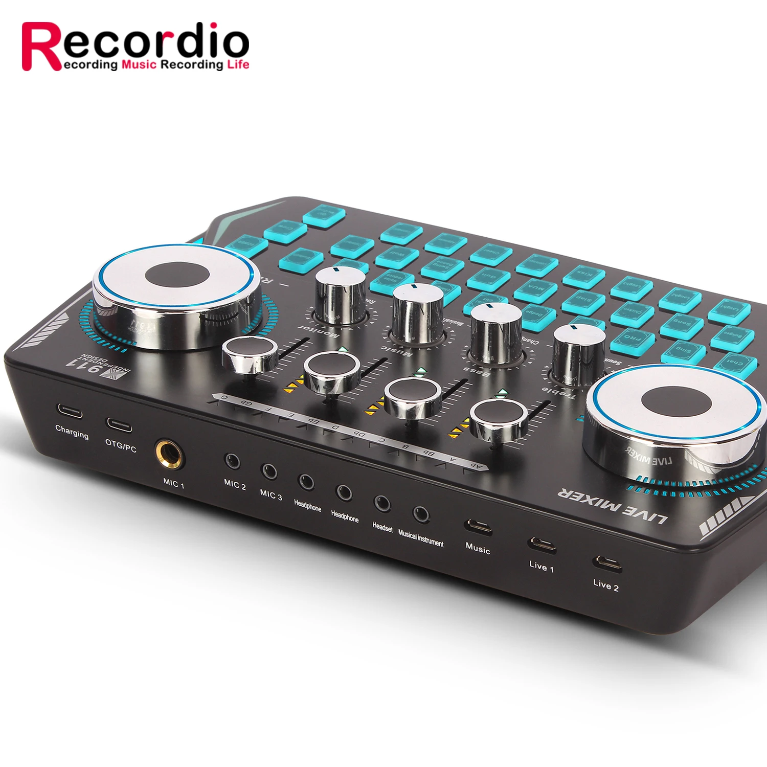 GAX-911 بطاقة الصوت الخارجية الغناء المباشر OTG الهاتف المحمول الكمبيوتر تسجيل عالمي مجموعة بطاقات الصوت الداخلية والخارجية