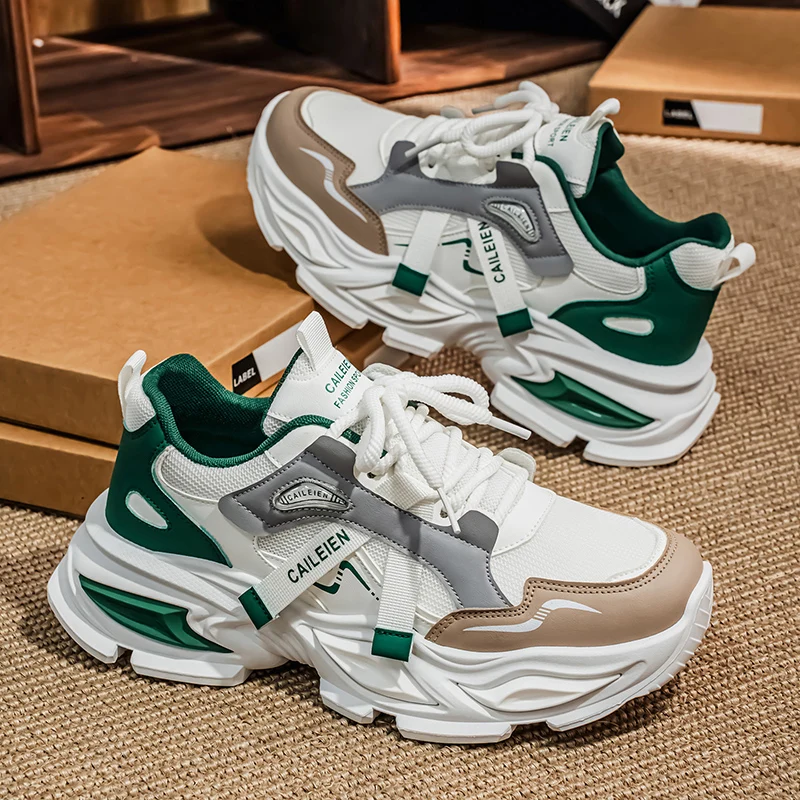 

Модная мужская обувь, нескользящая обувь на платформе, уличные мужские кроссовки со шнуровкой и сеткой, высококачественные дышащие мужские кроссовки, новинка 2025 г.