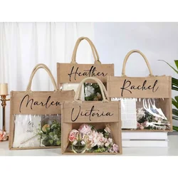 Sacchetti regalo personalizzati Tote-sacchetti di tela da damigella d'onore-borsa da damigella d'onore regalo-borsa Tote in juta in PVC personalizzata-regalo di nozze-parte