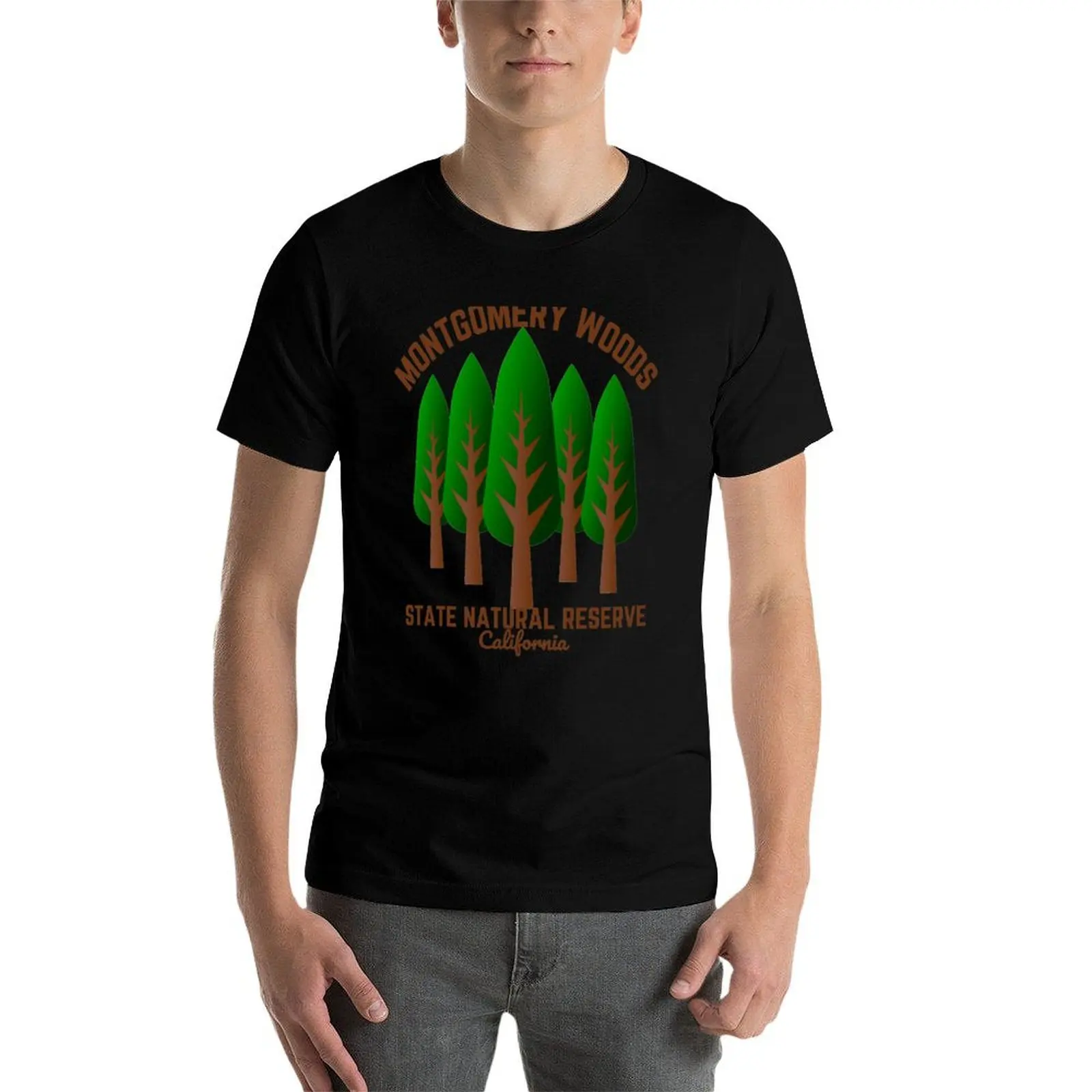

Montgomery Woods State Natural Reserve, Ukiah California, Dark Brown Text- Hiking / Outdoors T-Shirt
