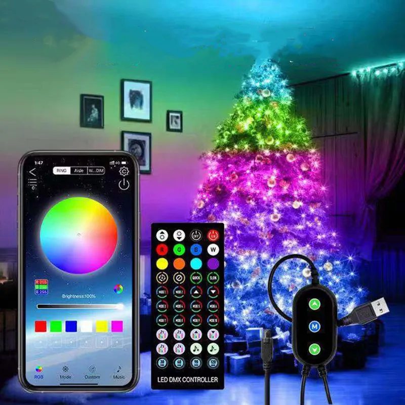 WS2812B LED String Light USB 5V Smart Bluetooth Dream Color Decoration Lights indirizzabile individualmente Christmas String Light