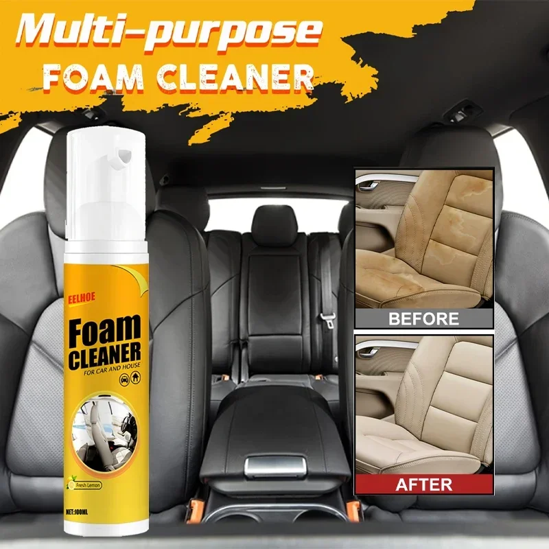 Car Interior Foam Cleaner Spray, Multi-Surface Deep Cleaning Foam for Leather, Dashboard, Seats, No Damage & Fresh Scent