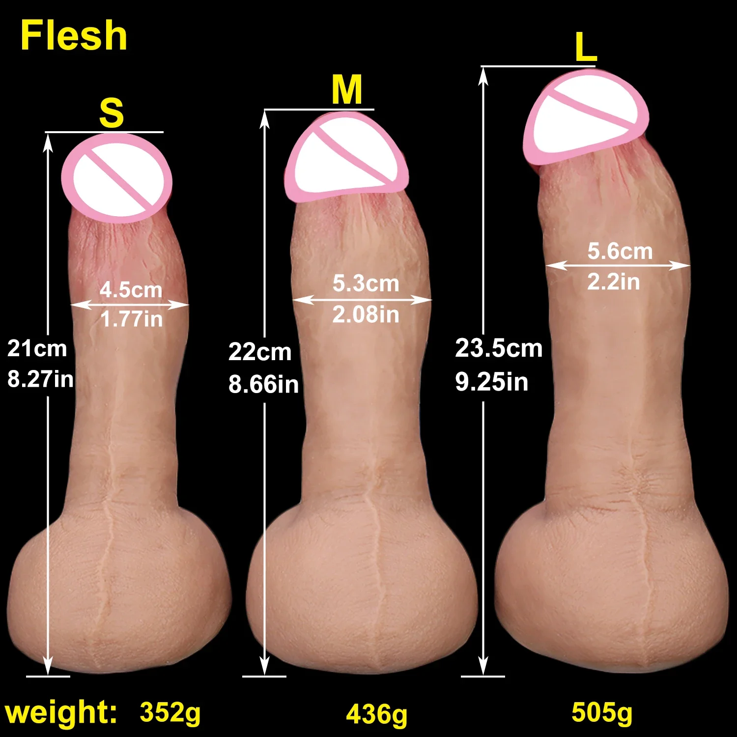 남녀공용 실리콘 큰 흡입 컵 페니스 애널 플러그 섹스 토이, 부드러운 피부 느낌, 사실적인 두꺼운 딜도, 게이 자위대, 3 가지 크기