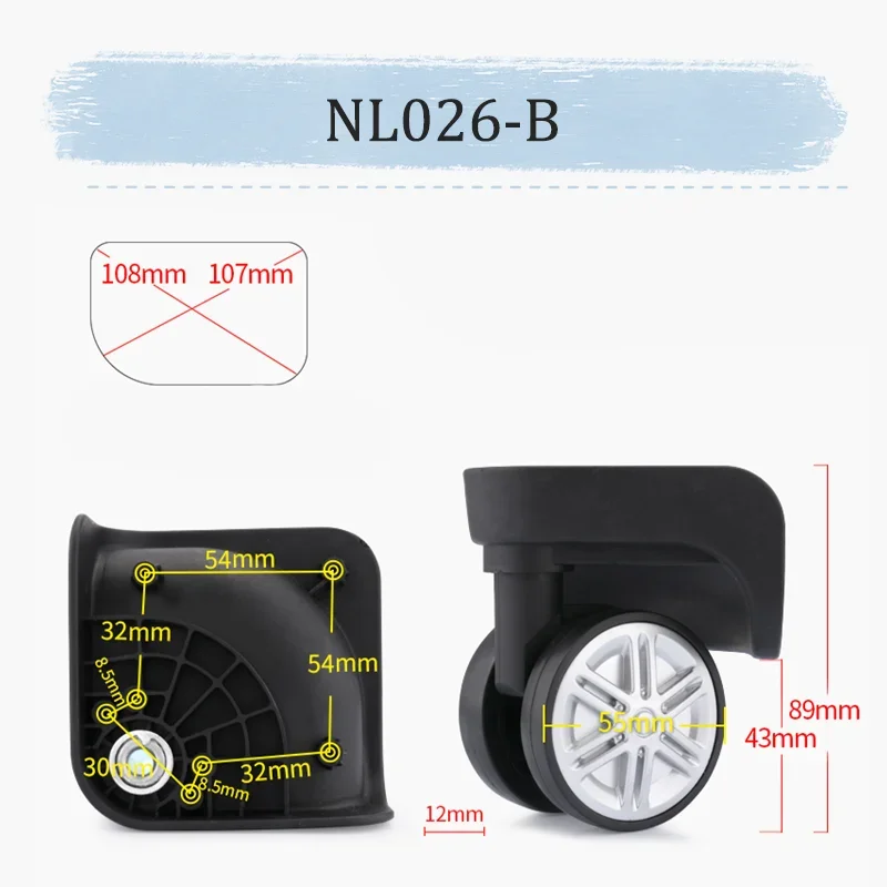 ل Baixiang NL026 عجلات دوارة صامتة مقاومة للاهتراء مجموعة 360 درجة دوران سلس قطع غيار سهلة التركيب