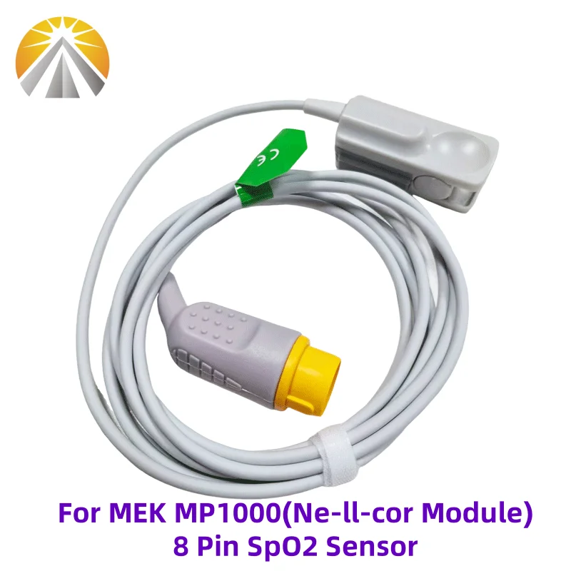 Sensor SpO2 reutilizable de 8 pines para MEK MP1000 MP1200 módulo de NE-LL-COR sonda de ritmo cardíaco SAO2 Clip de dedo para adultos sonda SpO2