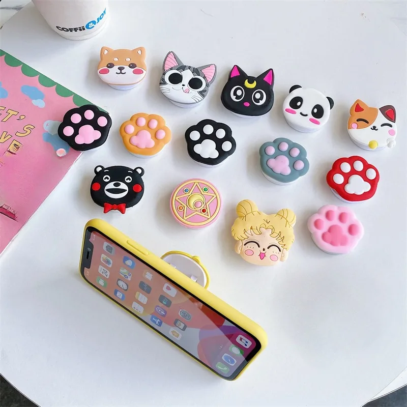 Cute Cat Cartoon Mobile Phone Holder Universal Colorful Mobile Phone Accessorie Stand Holder Expanding Phones Holder Grip