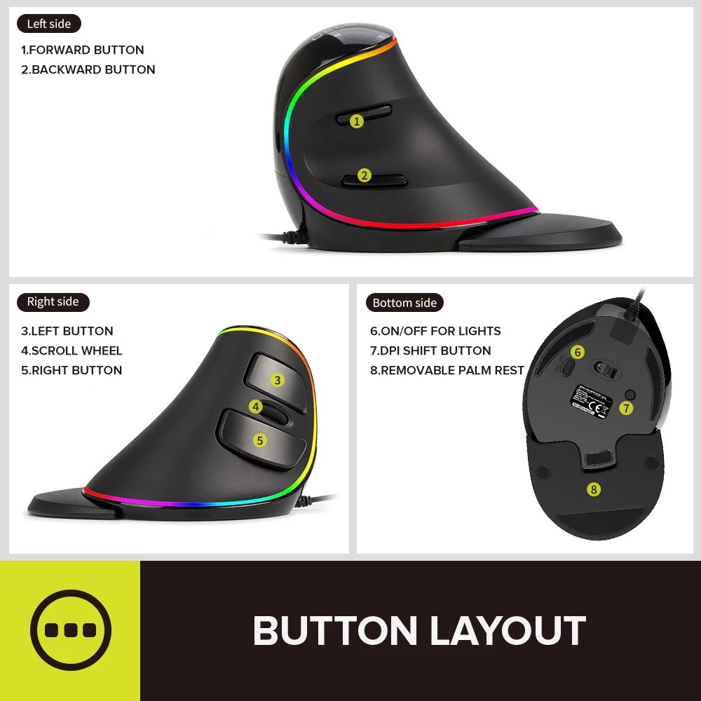 Delux-Souris de jeu verticale filaire M618 PLUS, accessoire ergonomique, sans fil, 6 boutons, 4000 ug, optique, main droite, pour PC portable