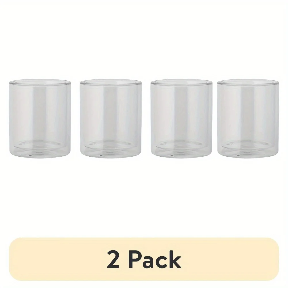 

(2 pack) 4-Pack 13oz Double Wall Drinking Glass Set, Clear
