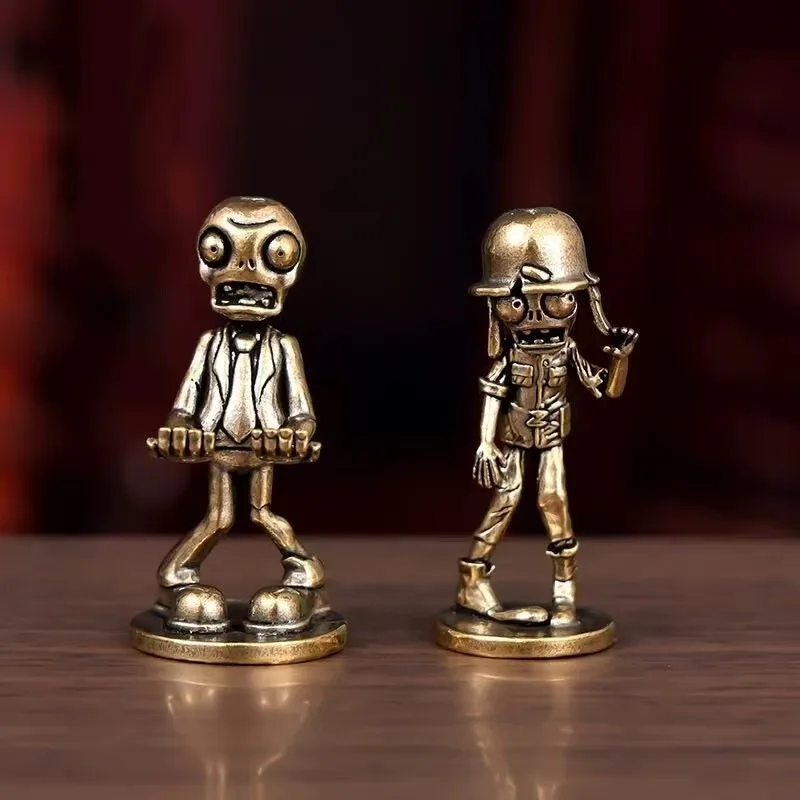 2 pieces Plants vs. Zombies Pure Copper Model Statue Handmade Ornament