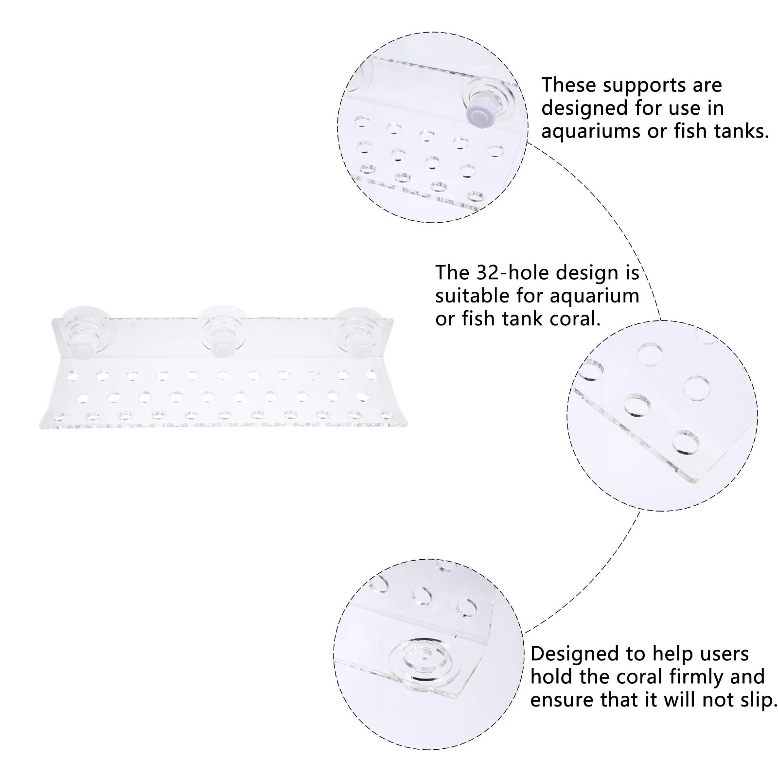 

Coral Frag Rack Acrylic 32-Hole Aquarium Fish Tank Coral Support Holder Suction Cup Frag Plug Stand Reef Rack