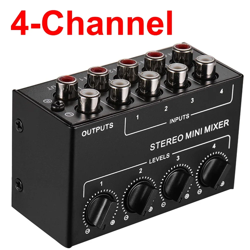 

Portable 4 Channel Professional Audio Mixer Mini Stereo Audio Mixer 1 in 4 Out Stereo Splitter for Recording passive mixer