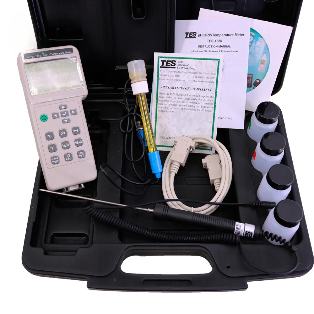 TES-1380K Multifunctional PH/ORP/Temperature Meter Water Quality Meter Oxidation Reduction Potential Tester TES-1380