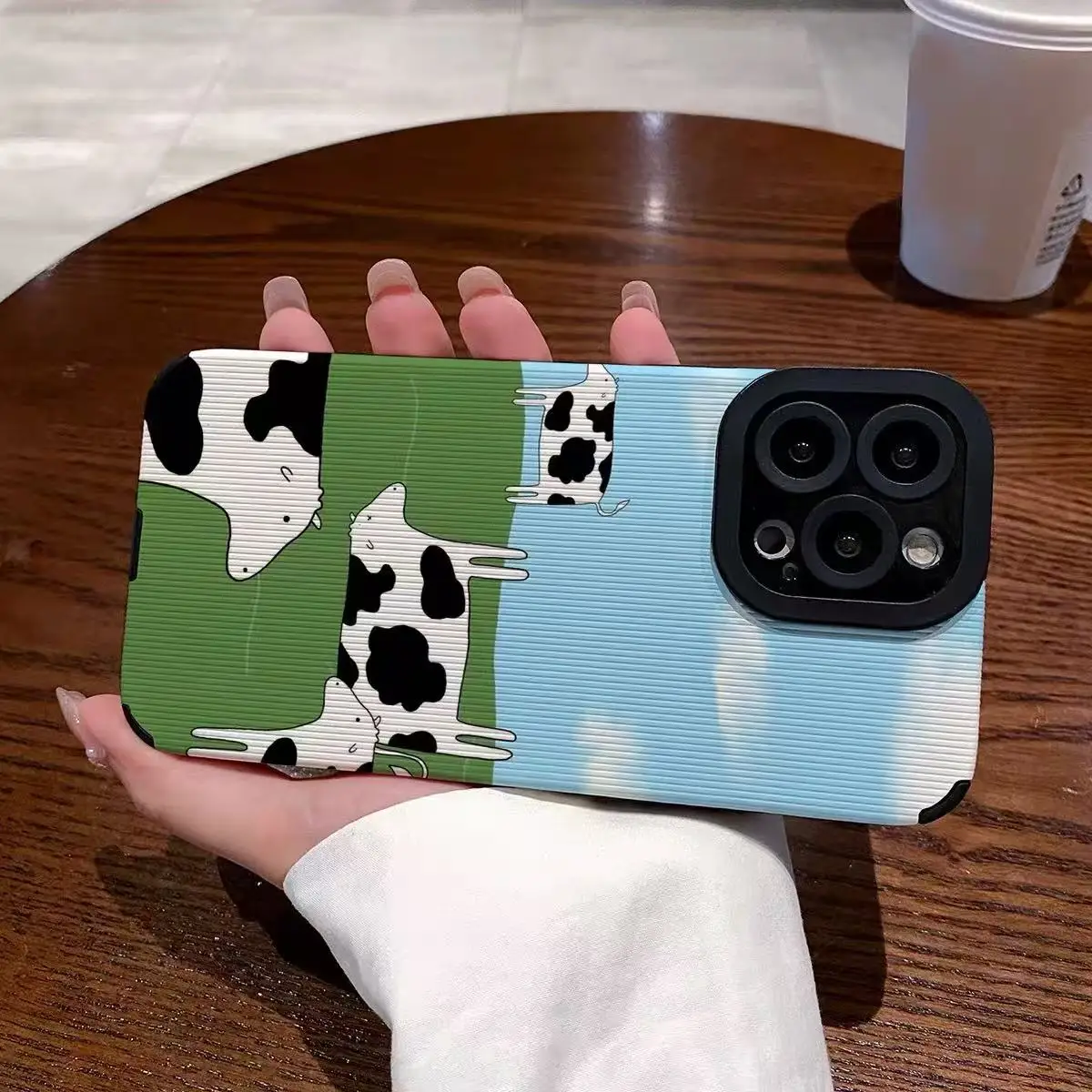 Funda de Silicona con Diseño de Vaca para iPhone 17 Air 12 13 14 15 11 16 Pro Max Plus Mini X XS XR 7 8 SE, Cubierta de Cuero Suave Antigolpes