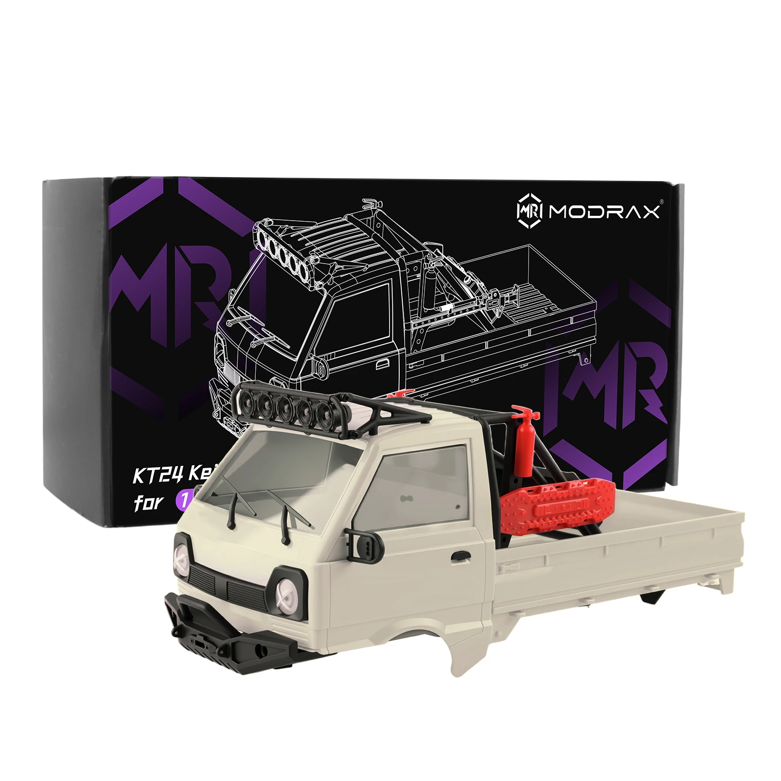 ModRax KT24 1/24 Kei Truck Hard Body Shell Kit & Roll Cage & LED Lights for Axial SCX24 C10 Bronco Wrangler Base Camp 4Runner