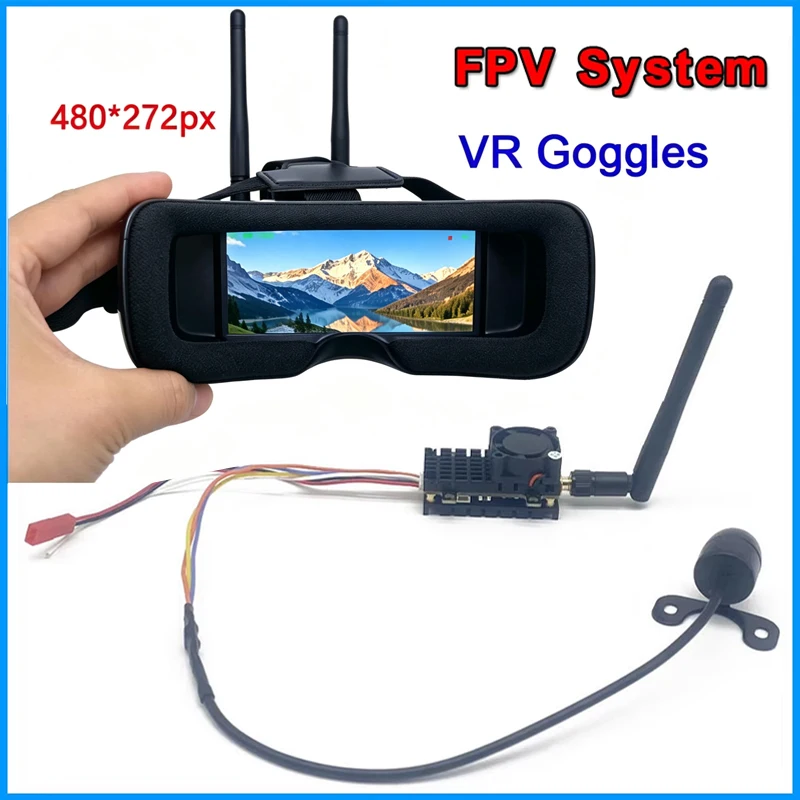 5.8G 48CH 3 Inch FPV Goggles 480*272 with 2000mW adjustable VTX Transmitter and FPV Waterproof Car-mounted camera for RC Drones