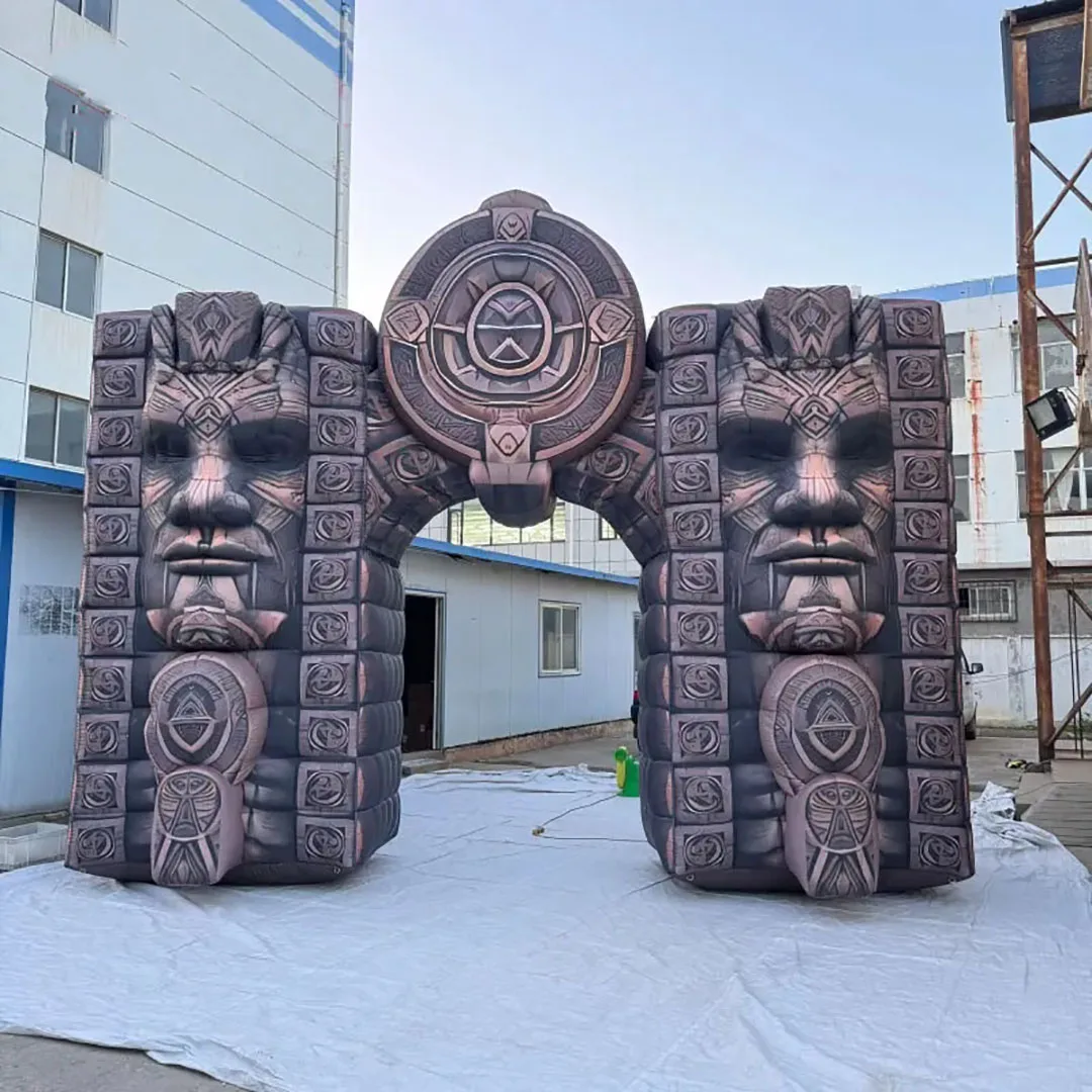 Giant Inflatable Arch Air Blow Human Face Stone Craft Entrance Archway Creative Event Decoration for Nightclub Advertising