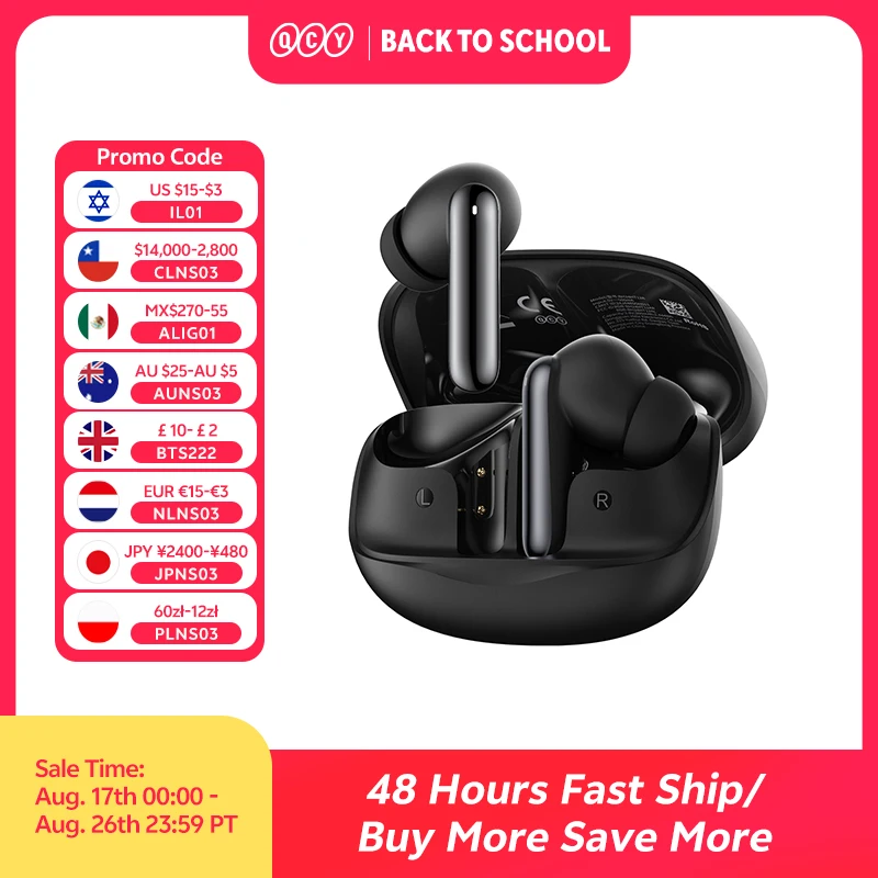 QCY Melobuds N50 ANC Bluetooth 5.4 Kabellose Kopfhörer, aktive Geräuschunterdrückung, 6 Mikrofone, klare Anruf-Ohrhörer, Mehrpunktverbindung
