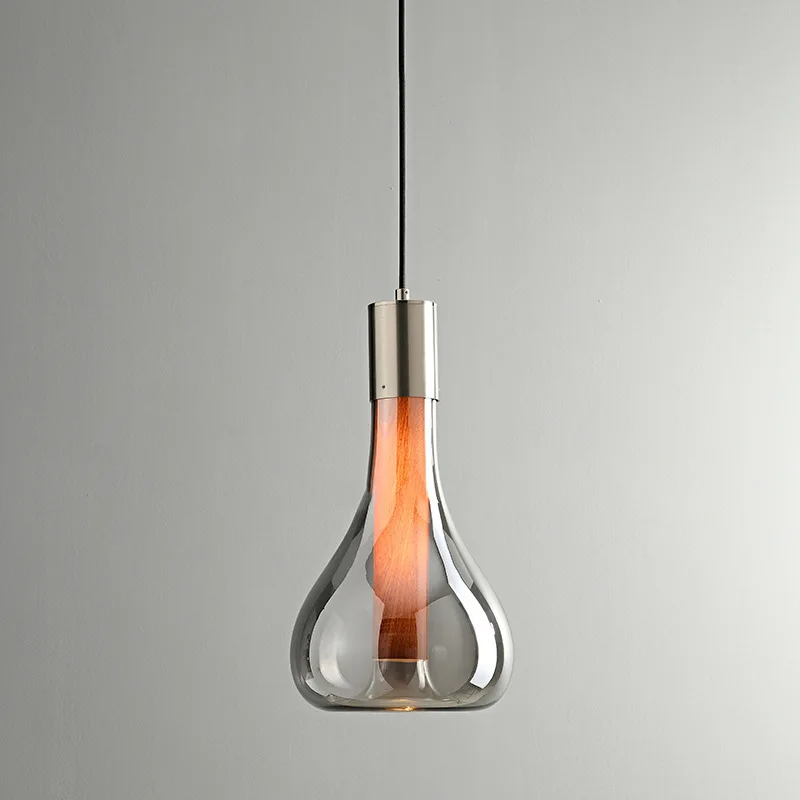 Nordic Restaurant Single-head Glass Pendant Light Designer Simple Bar Counter Cafe Bedroom Bedside