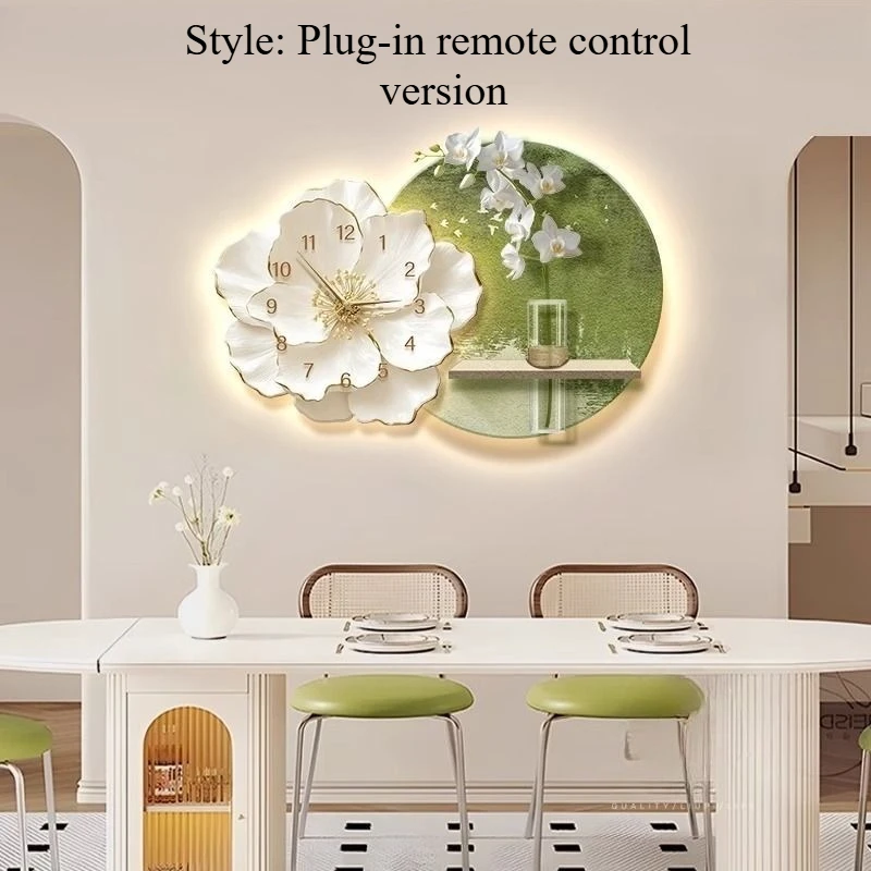 Moderne decoratieve klok Luxe wandklokken Wandkunst Elegante klokken Woonkamer Trendy horloge met licht Esthetische interieurartikelen