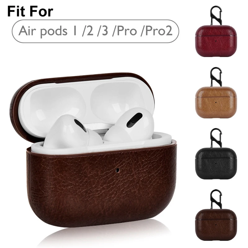 Casing Headphone untuk Airpods 1/2/3/4 Casing PU Aksesori Penutup Earphone Nirkabel Bluetooth untuk Airpods Pro/Pro 2 dengan Gesper Belakang