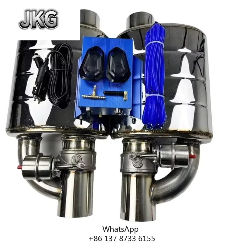 

JKG Universal Muffler 63mm 2.5" Stainless Steel Vacuum Cutout Valve Exhaust Valved Muffler With Metal Key Remote Control