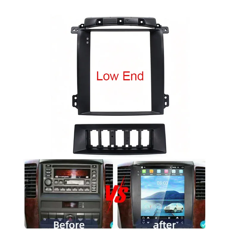 For Kia Sorento 2004-2008 Low Trim 9.7 Inch Car Radio Fascia Frame Vertical Screen Black Dashboard Stereo Installation Kit