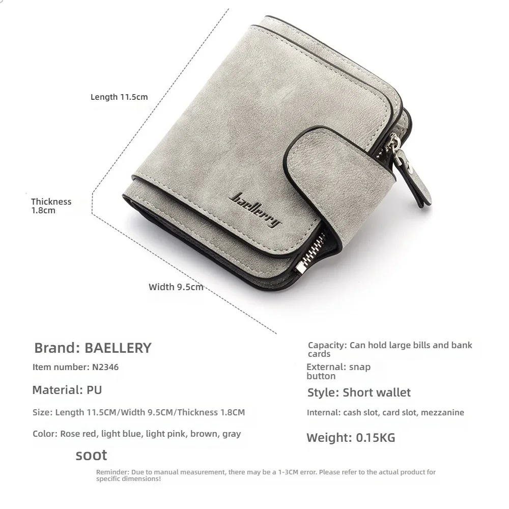 محفظة عصرية بإبزيم INS للنساء - محفظة Baellerry قصيرة بسحاب RFID مع 9+ جيوب للبطاقات (هدية لها)