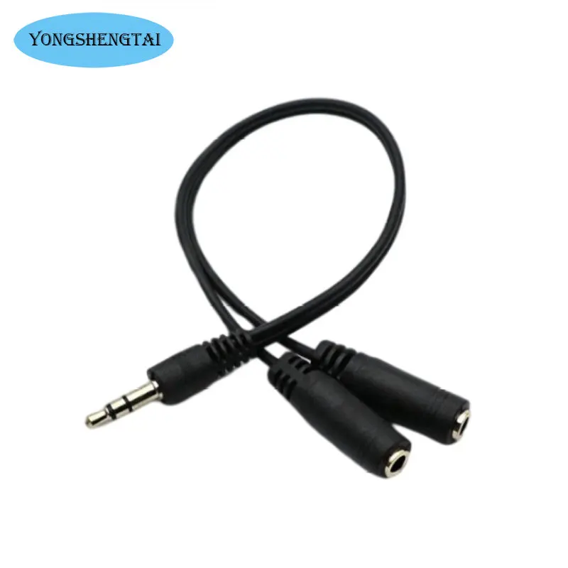 Kabel adaptor Headphone, satu titik dua kabel Audio komputer telepon ke Speaker 3.5 publik ke 3.5 ganda kabel koneksi Audio wanita