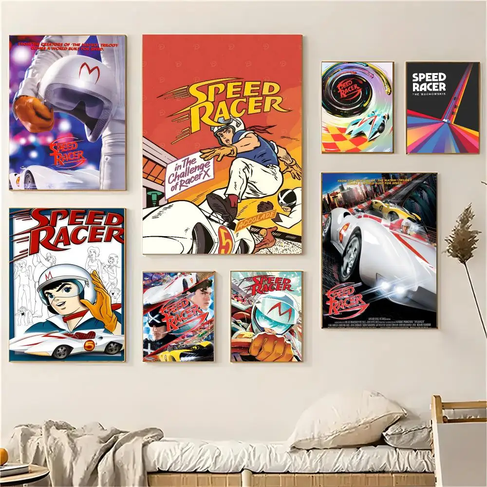 Speed Racer Anime Retro Manga Poster Self-adhesive Advanced Aesthetic Printing Paper Wall Art for Living Room Home Decor