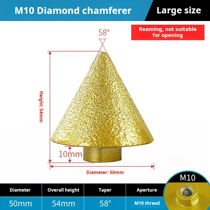 Imagem -06 - Bit de Chanfro Chanfrado de Diamante M10 Rosca M14 Broca Escareador Abridor de Furos Guarda-chuva Cônico Cabeça de Moagem