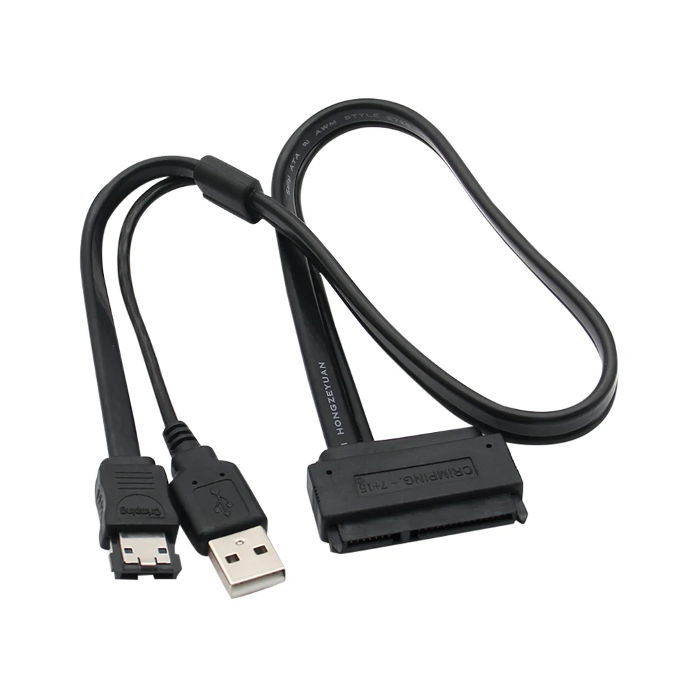 Répartiteur de câble SATA 22 broches vers alimentation ESATA, convertisseur de fil d'alimentation USB, pilote 2.5 pouces, convertisseur pour ordinateur portable 50cm
