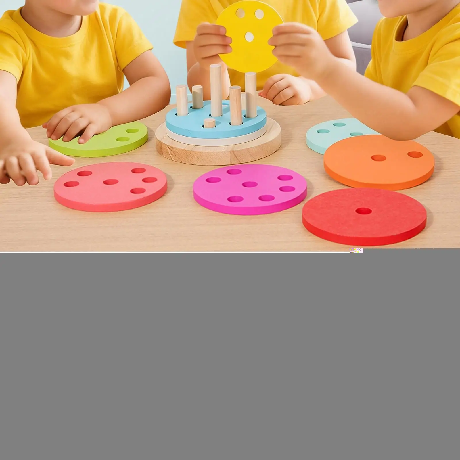 Brinquedo de empilhamento de classificação de madeira, brinquedos educativos, blocos redondos para crianças de 3 anos ou mais