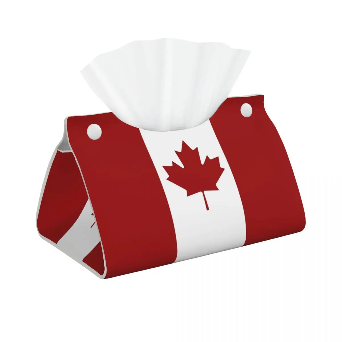 Custom Canadian Flag Facial Tissue Box Cover Rectangular Canada Flag Patriotism PU Leather Tissue Box Holder for Car Bathroom