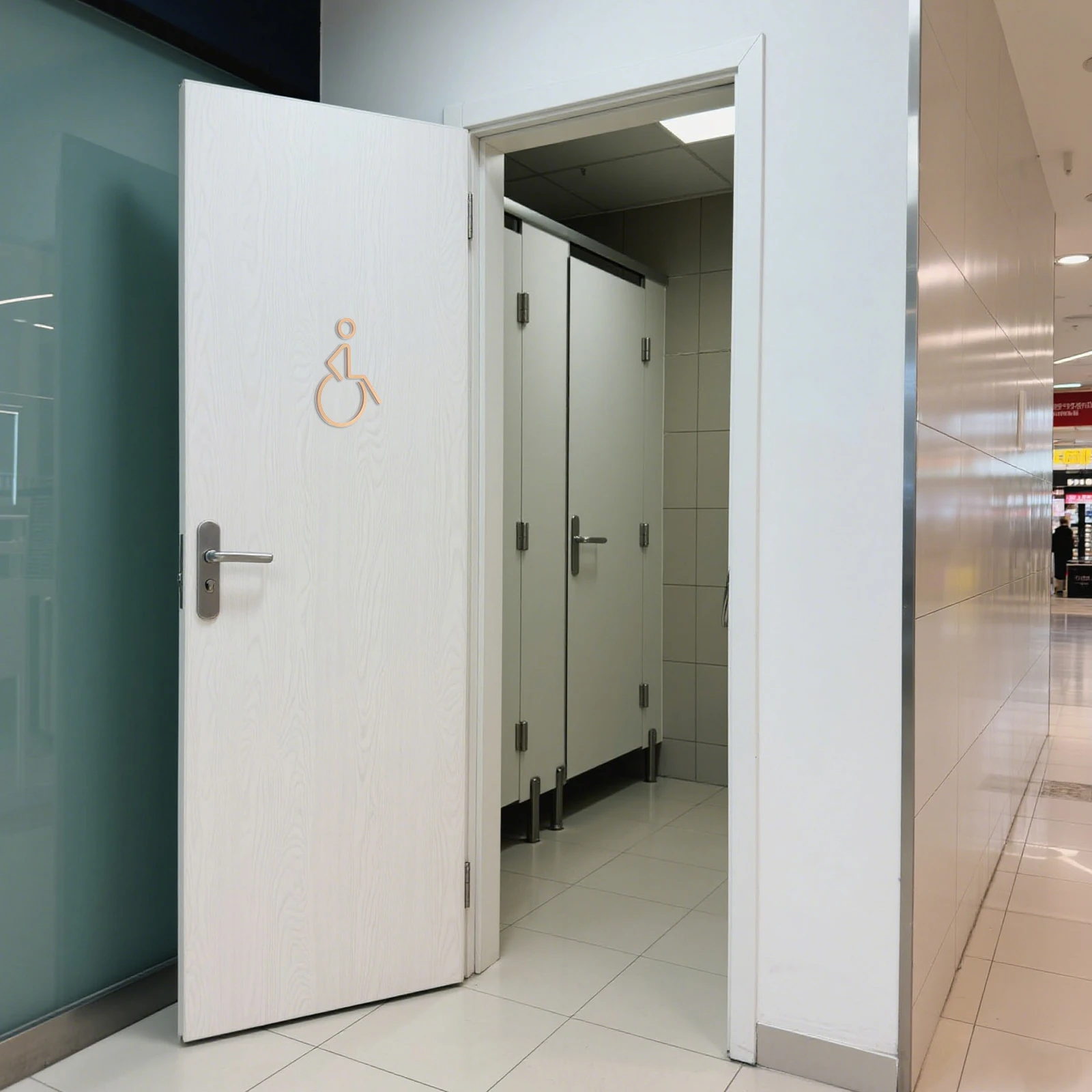 Bagno per porta Simbolo per disabili Segni di identificazione per bagno in acrilico per sedia a rotelle Materiale facile per disabili