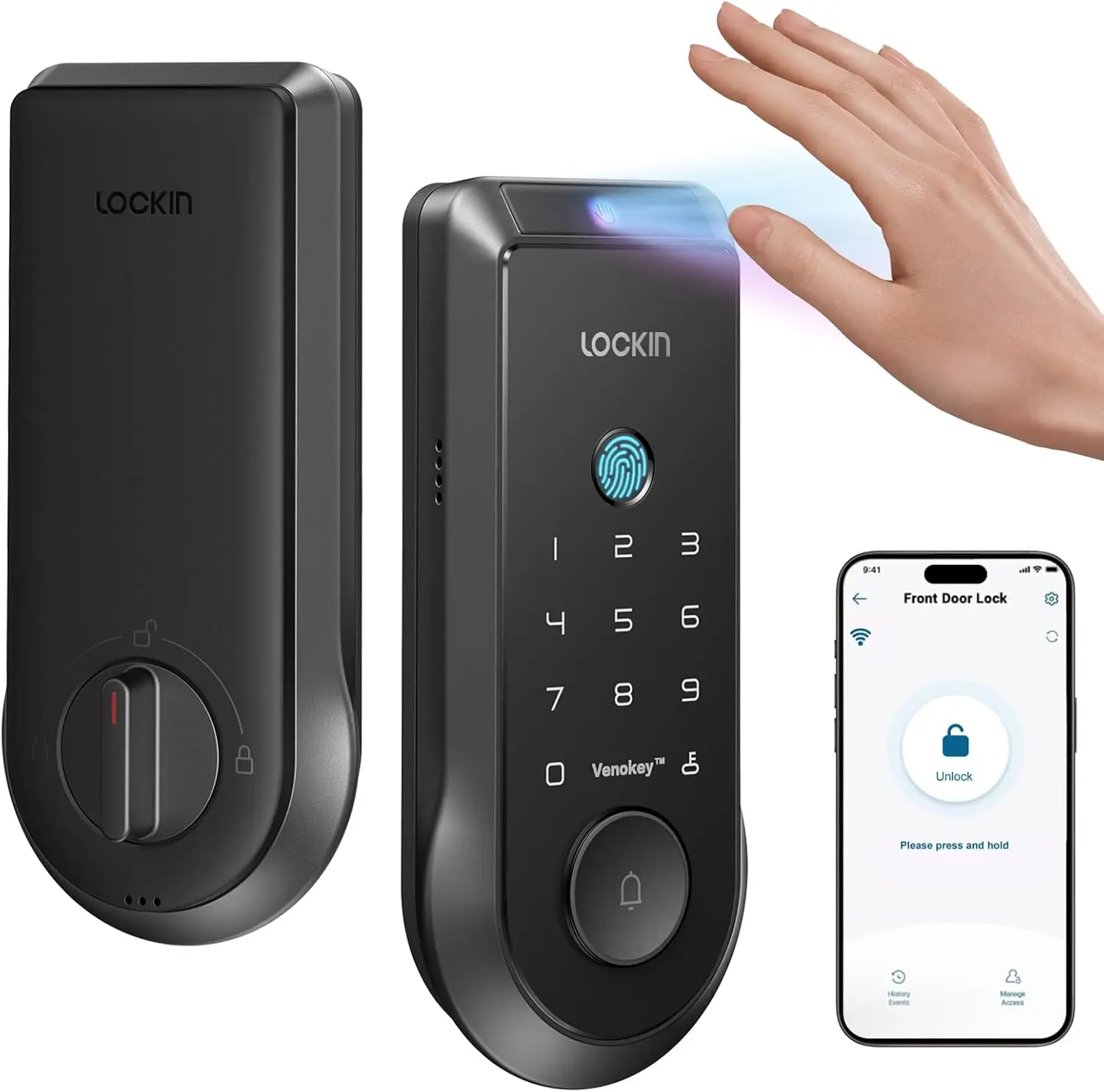 

Smart Lock with Wi-Fi, 7-Month Battery, Matter Compatible, Palm Vein & Fingerprint Unlock, Keyless Entry