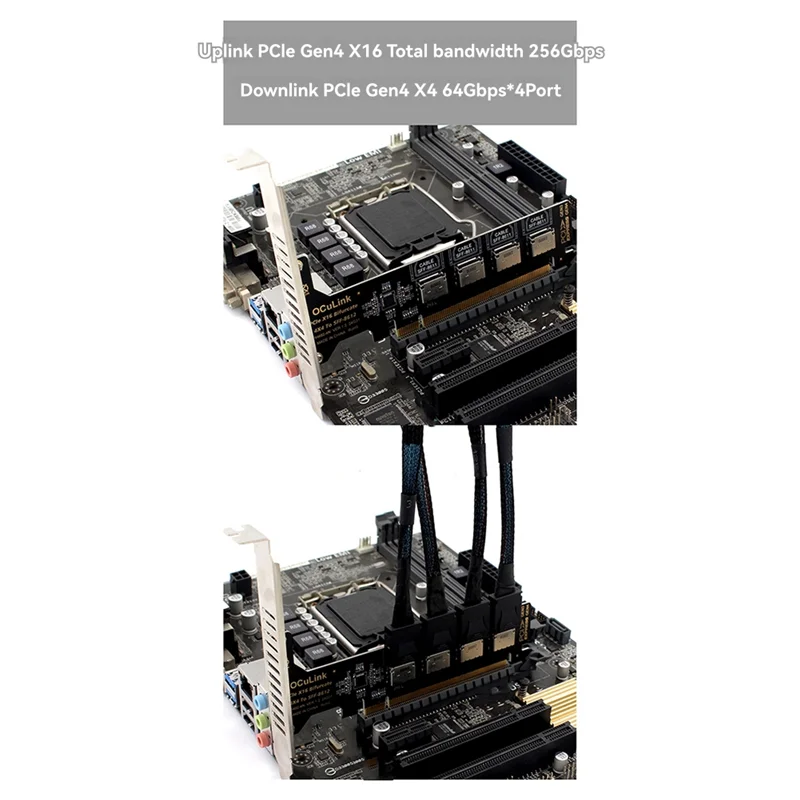 A41Z-PCI-E 16X To Four U.2 SSD Kit SFF8611&8612 Oculink Pcie Solid State Drive Adapter For Mainboard Expansion