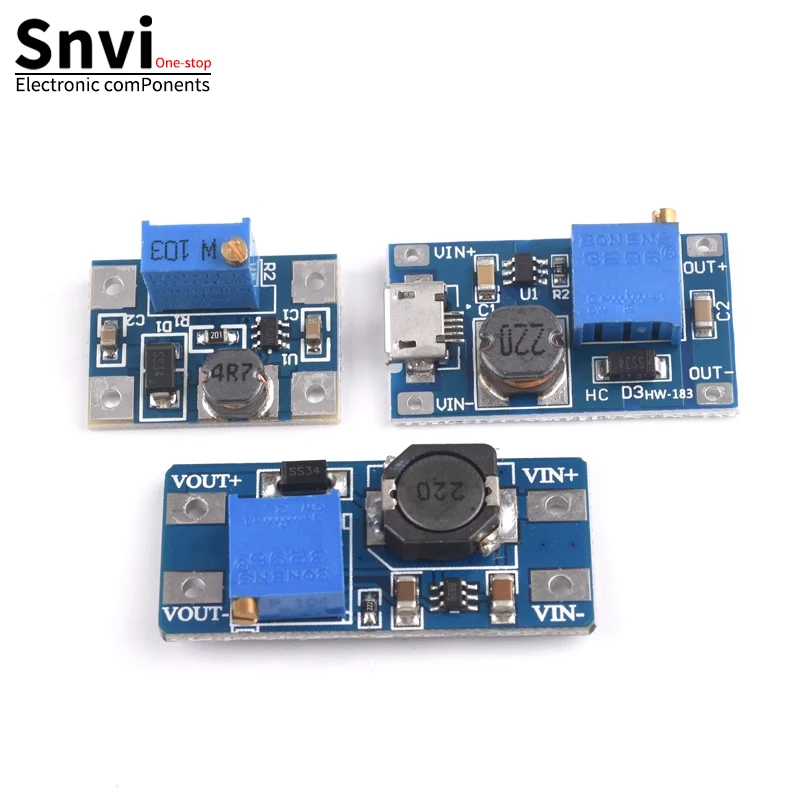 

MT3608 Type-c/Micro USB 2A Max DC-DC Step Up Power Module Booster Power Module 3-5V to 5V/9V/12V/24V