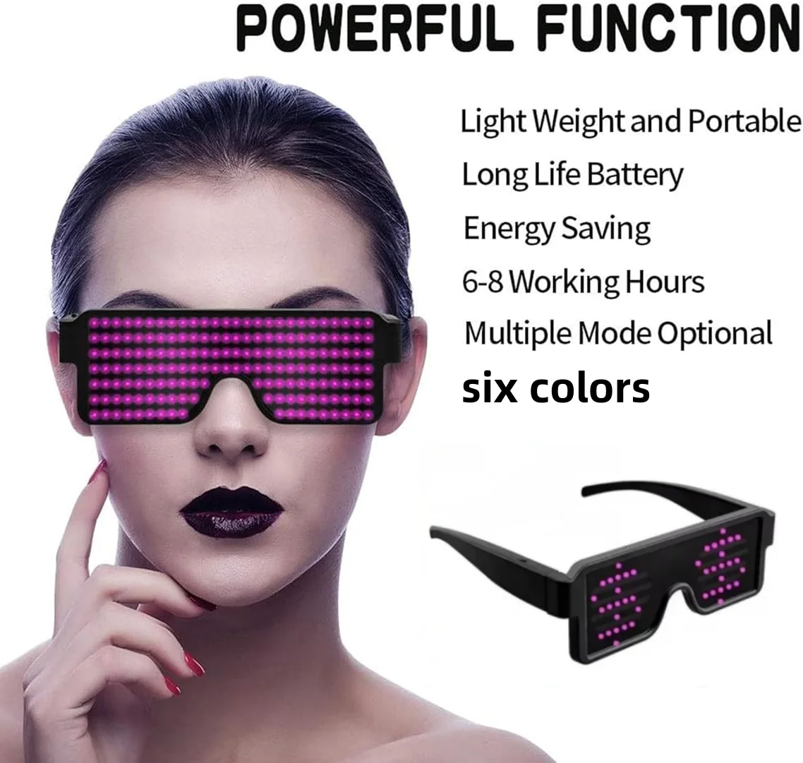 

LED Party Glasses USB Rechargeable Future Style Glow Glasses for Christmas,Halloween,and Birthday Parties Flashing Neon Glasses