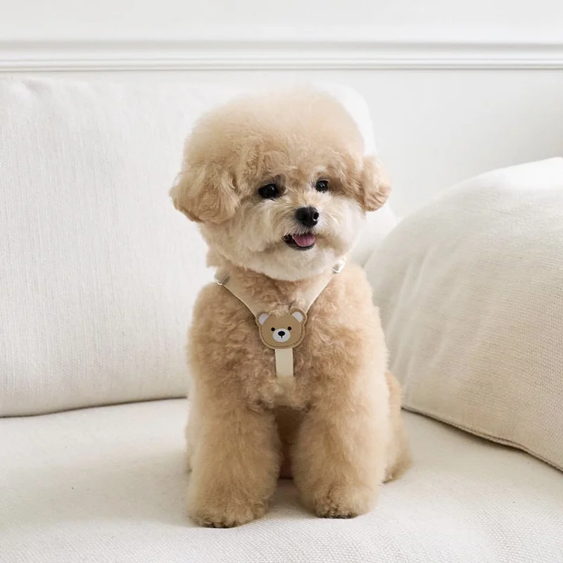 

Puppy Harness And Leash Set Small Dog Leash Pet Harness For Small Medium Dog Cute Beige Vest With Dog Collar Straps For Dogs